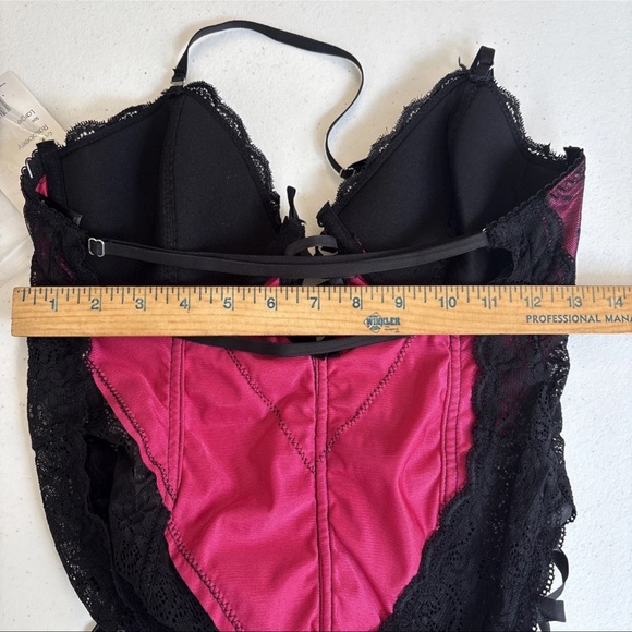 NEW iCollection Sz Large Brocade lace croquette Satin Halter sexy lingerie - Picture 13 of 13